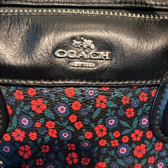 Coach   Mini Bennett Satchel  Small floral design/black leather F59445 Crossbody - Picture 4 of 17